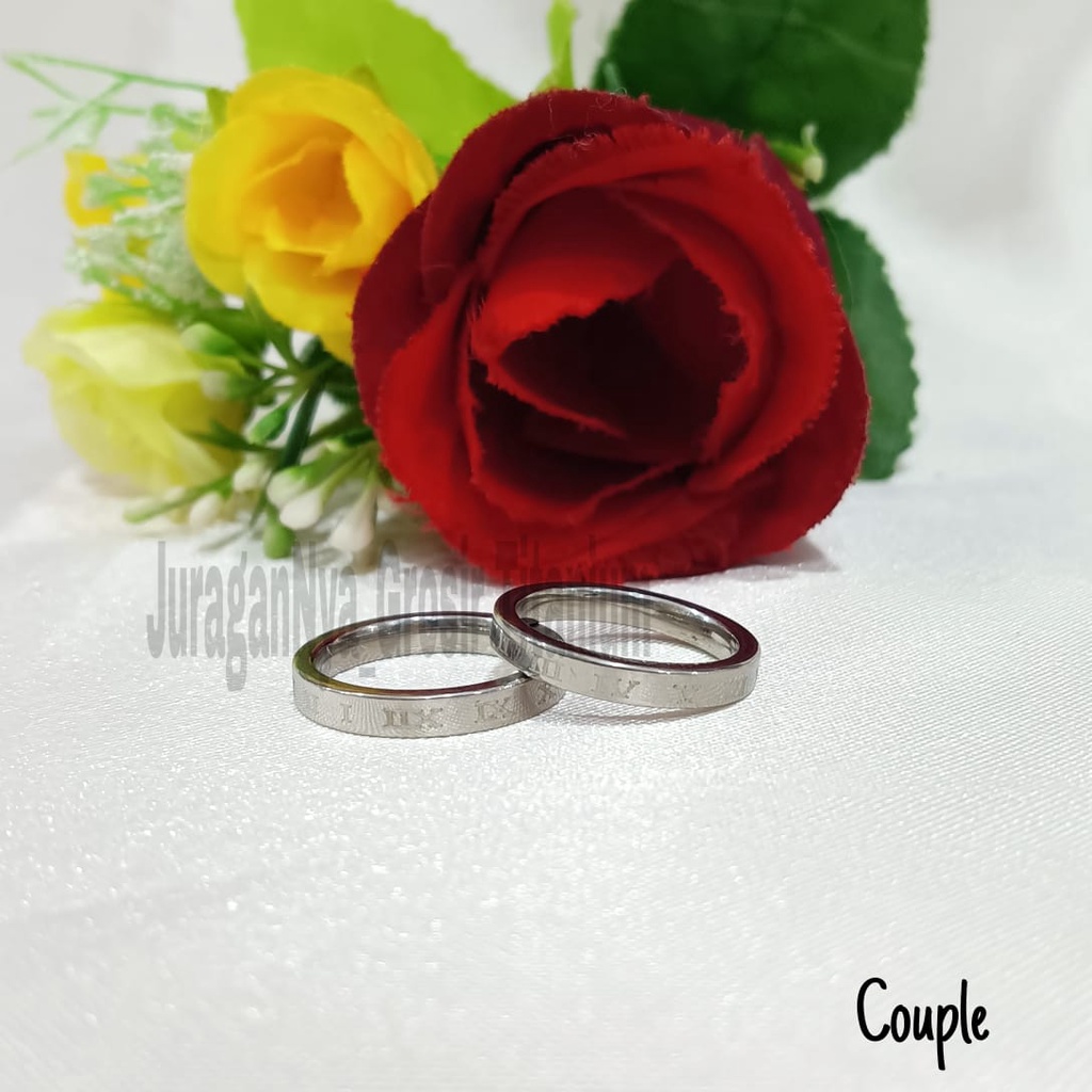 CINCIN Titanium PART 3SILVER COUPLE/PASANGAN  perhiasan fashion Korea anti karat&amp;anti luntur