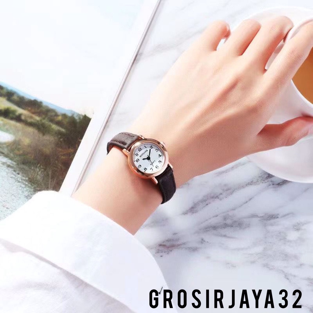 (GROSIRJAYA32) Jam Tangan Wanita SHANDY Fashion Kulit Retro Round Small Women Watches Analog