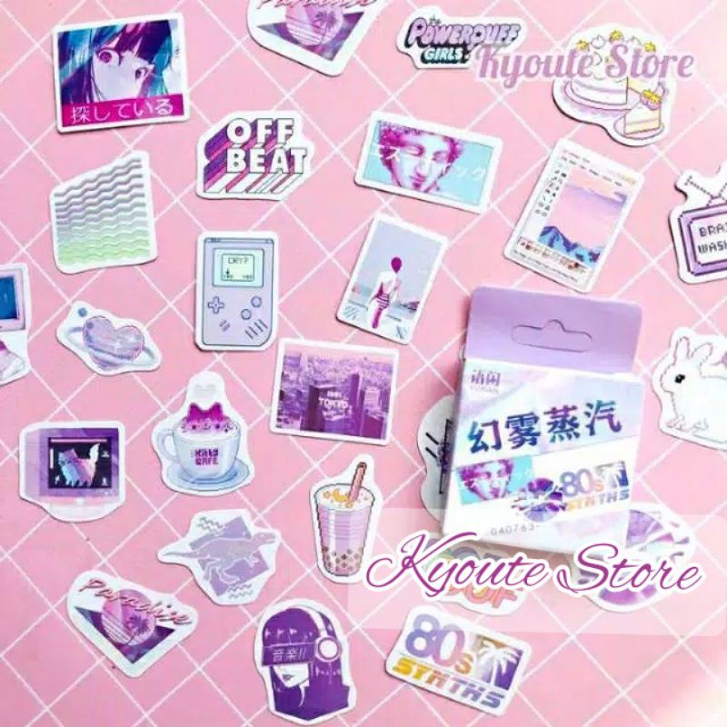 

50 Pcs Sticker Deco 80's year Old Aesthetic Violet Scrapbook DIY Bujo Planner Diary Journal