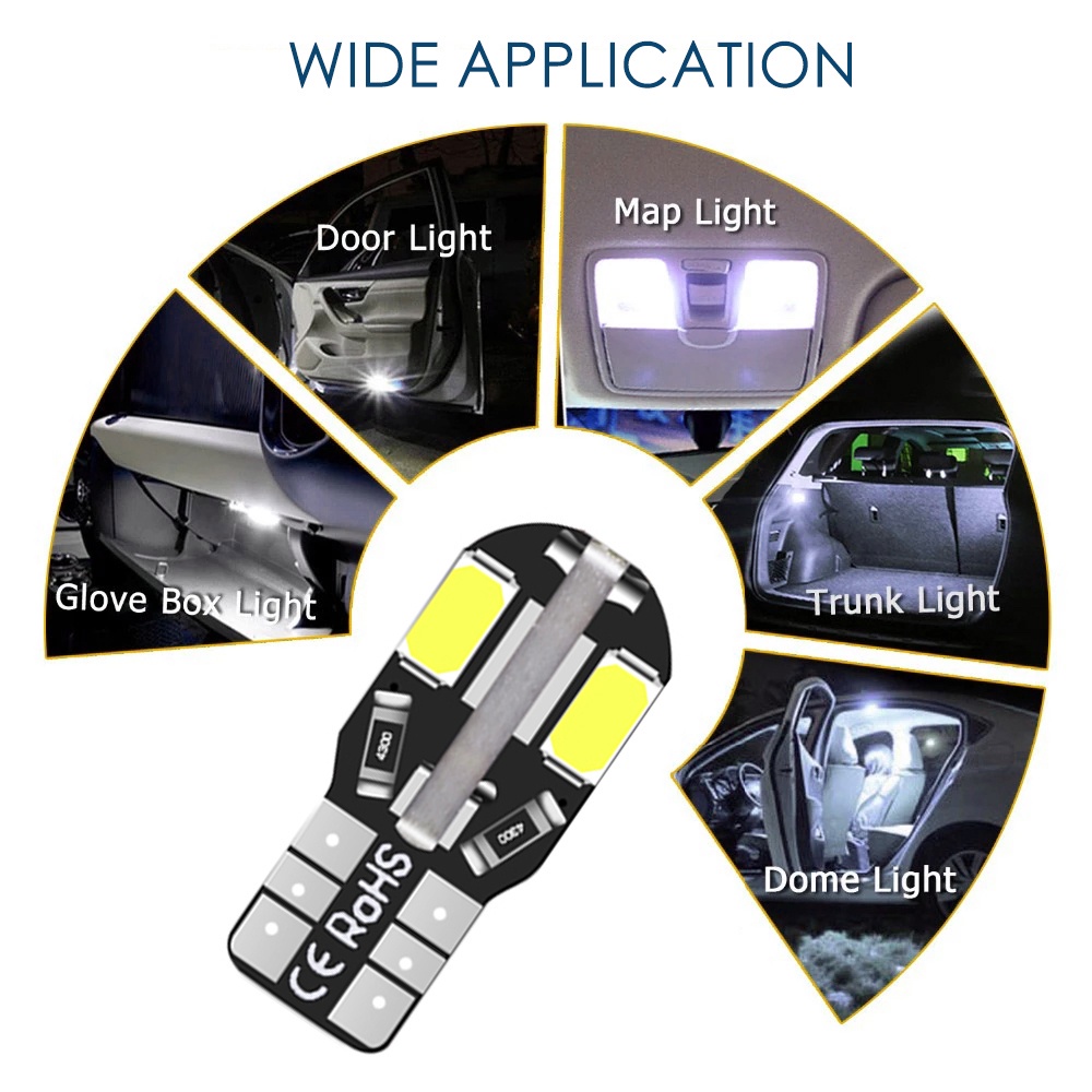 Lampu LED T10 8 Mata 3W 12V Canbus Sein Senja Rem Super Bright Premium