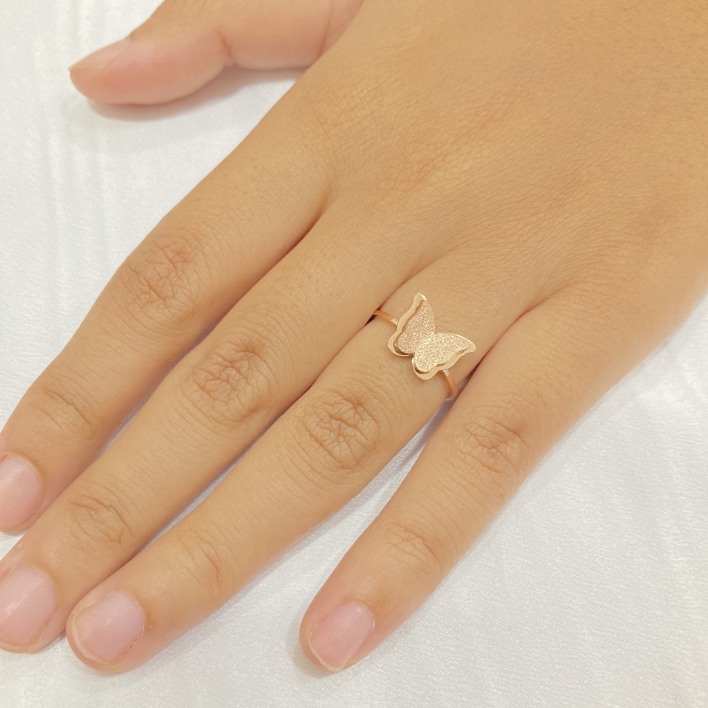 Cincin Titanium Anti Karat Wanita Kupu-Kupu Style Korea Fashion