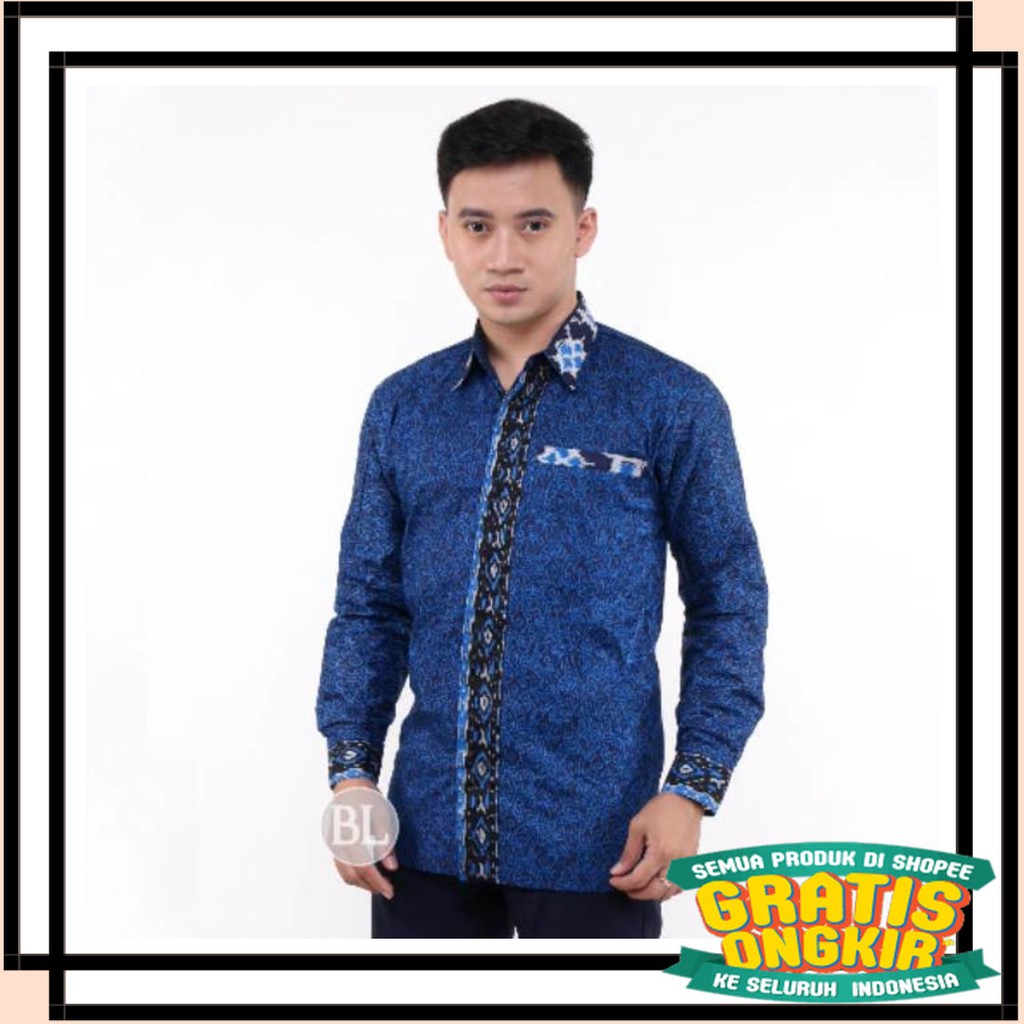 BATIK SEMARANG MURAH - TERBARU TERKINI / Kemeja batik pria mega biru