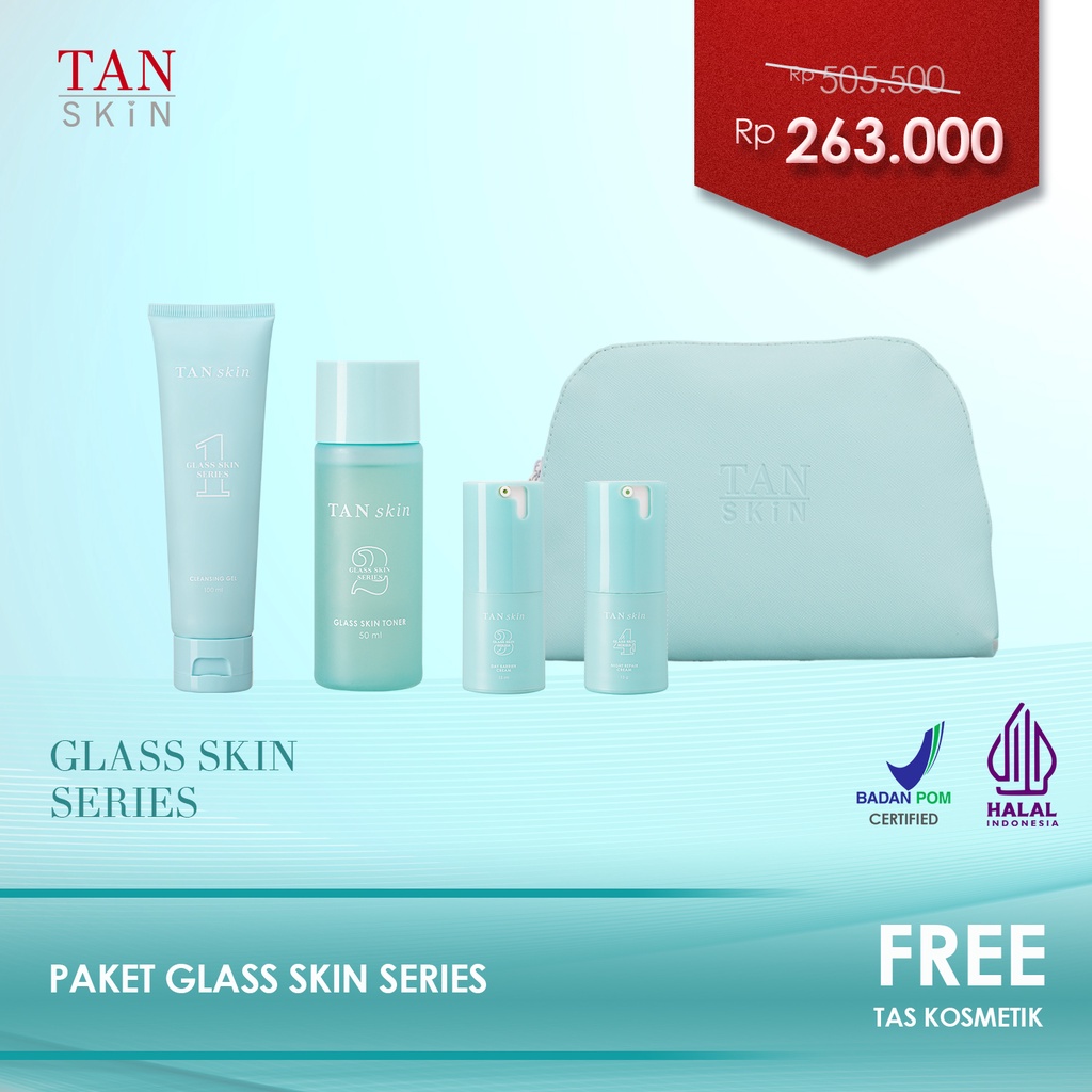 Tan Skin Original Paket Glass Skin Series Krim Perawatan Wajah Cewek Cowok Skincare BPOM Halal - Fre