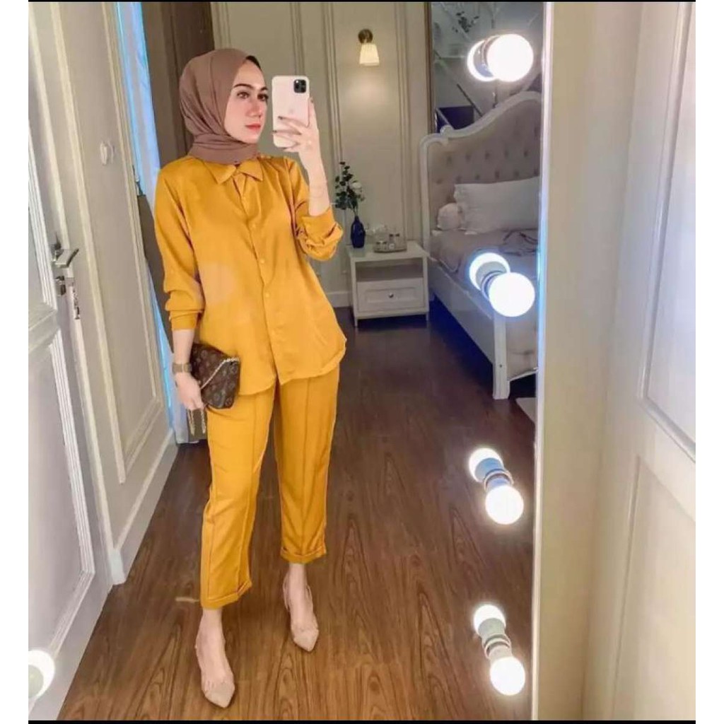 ONE SET MOTIF POLOS/ SETELAN RAYON VISCOSE MOTIF POLOS/SETCEL KEKINIAN/SETELAN WANITA TERBARU/DNILYA-4