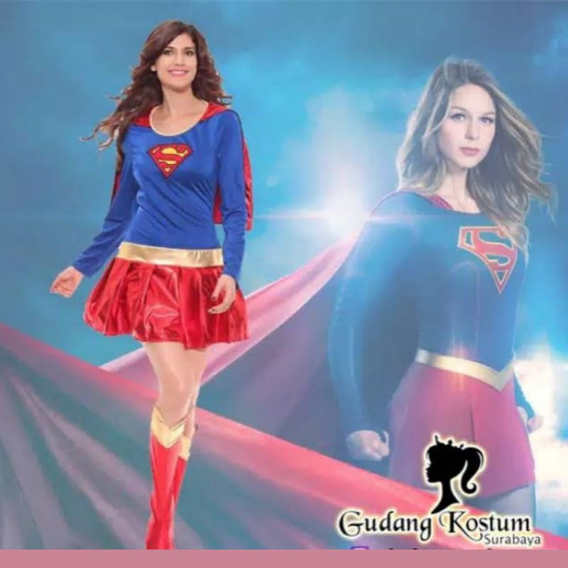 READY Supermurah Bonus Covershoes Superwoman Kostum Superhero Supergirl Original Dewasa Wanita