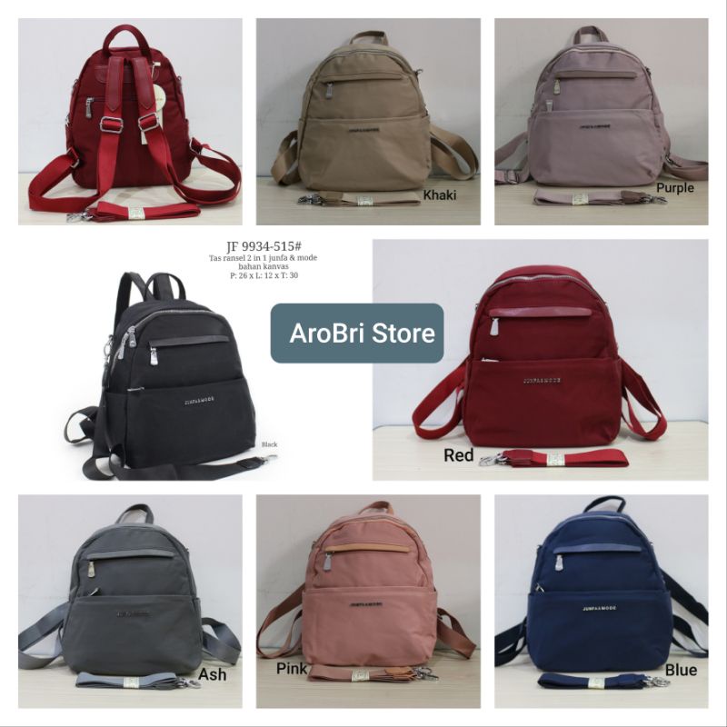 Tas ransel selempang 2in1 JF 9934 -515 merk junfa & mode bahan kanvas halus