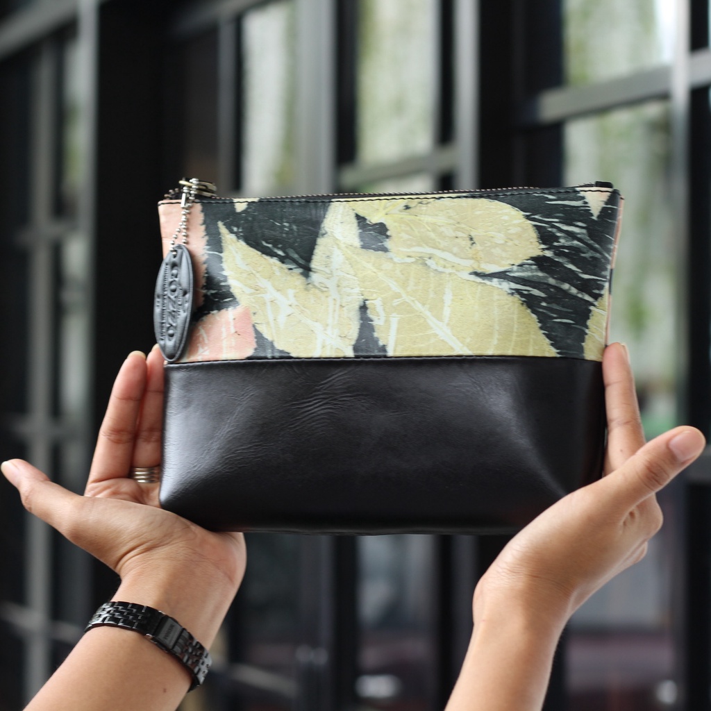 CLUTCH WANITA KULIT ASLI NATASHA KULIT ECOPRINT /  FREE UKIR NAMA