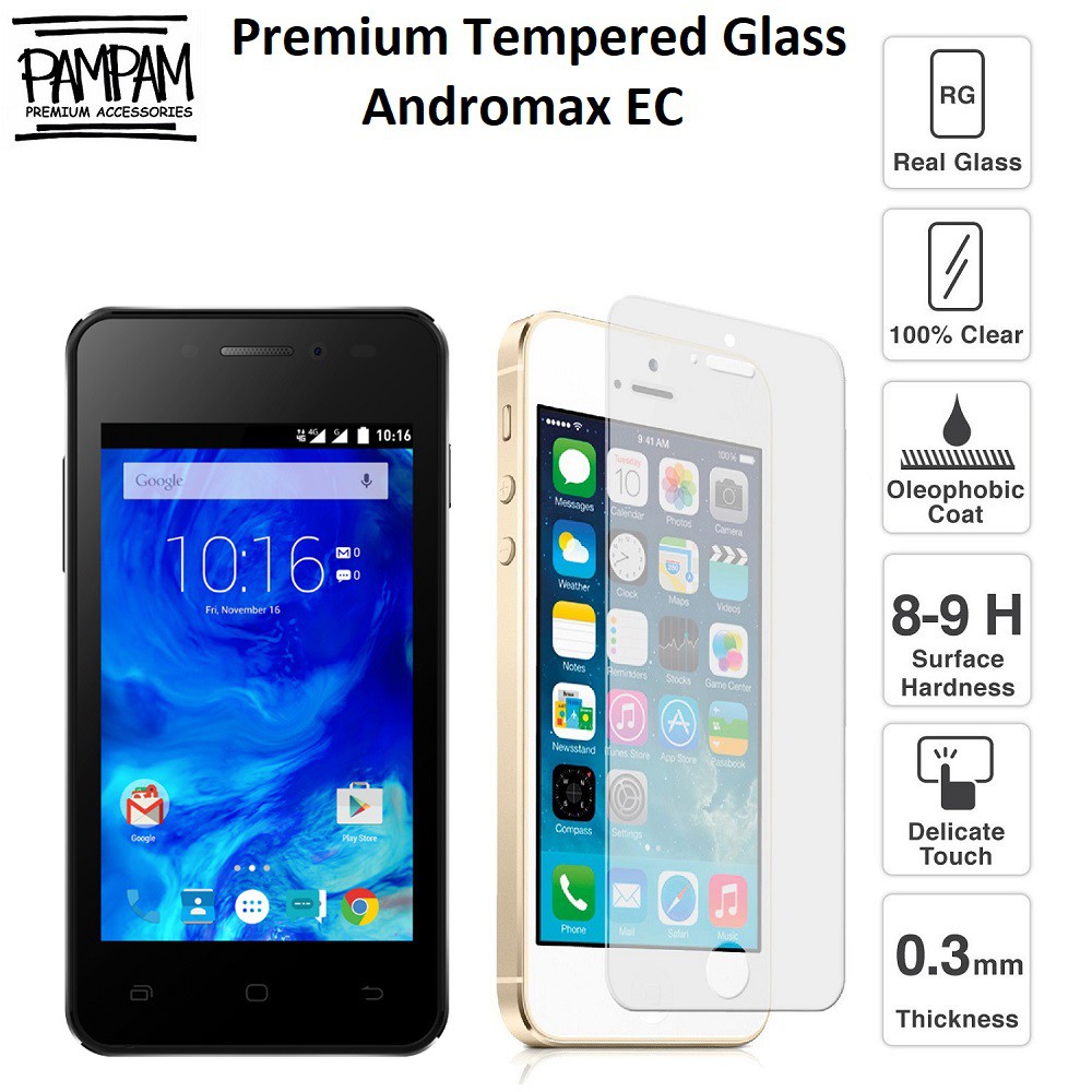 Premium Tempered Glass Andromax EC 9H HP Anti Gores Layar Screen Guard Protector Tempred Ori