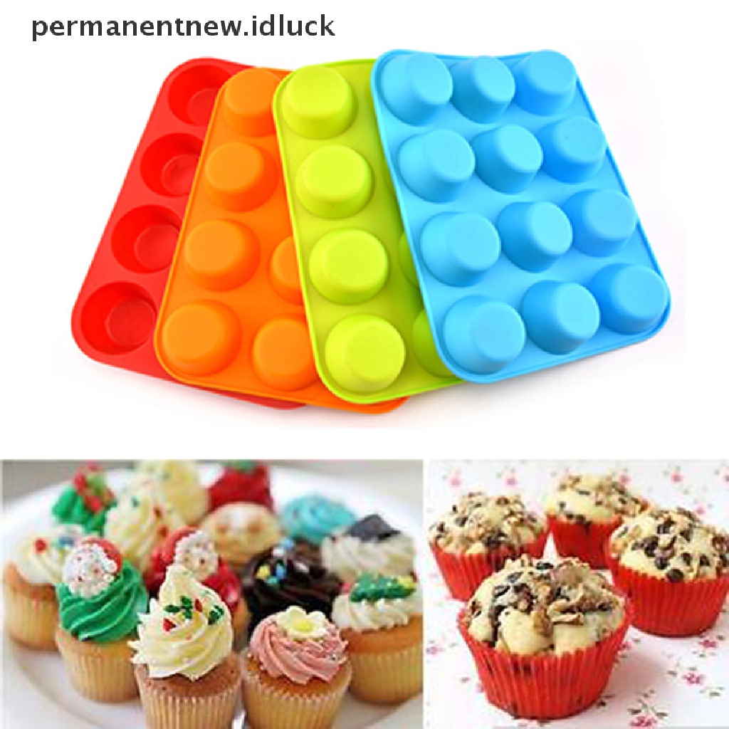 12 Cup Muffin Cupcake Bahan Silikon Anti Lengket Untuk Microwave