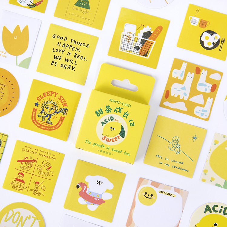 imoda 46Pcs Kawaii Avocado Stickers Set Scrapbooking BUJO Planner Lovely Rainbow Animal Stationery-F