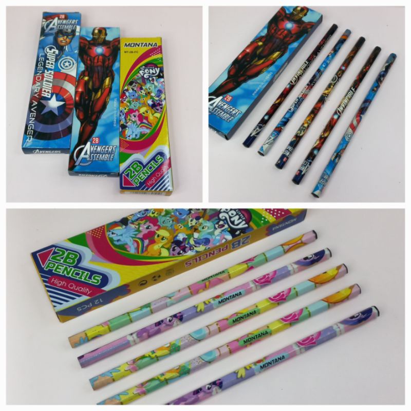 

12pcs Pensil 2B Karakter Pensil Kayu 2B Motif Cw Cowo