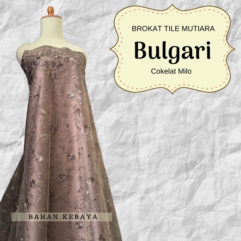 Kain Brokat Bahan Kebaya Tile Bulgari Warna Cokelat Milo