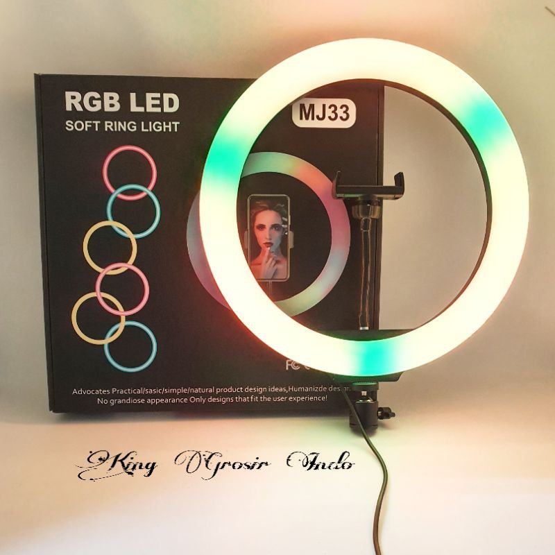 Lampu Selvie / Soft Ring Light RGB LED MJ33 Ring 33 CM 13 Inch ( Tanpa Tripod )