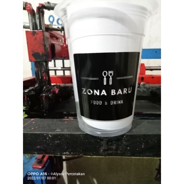 sablon gelas cup  16 Oz datar merk Starindo