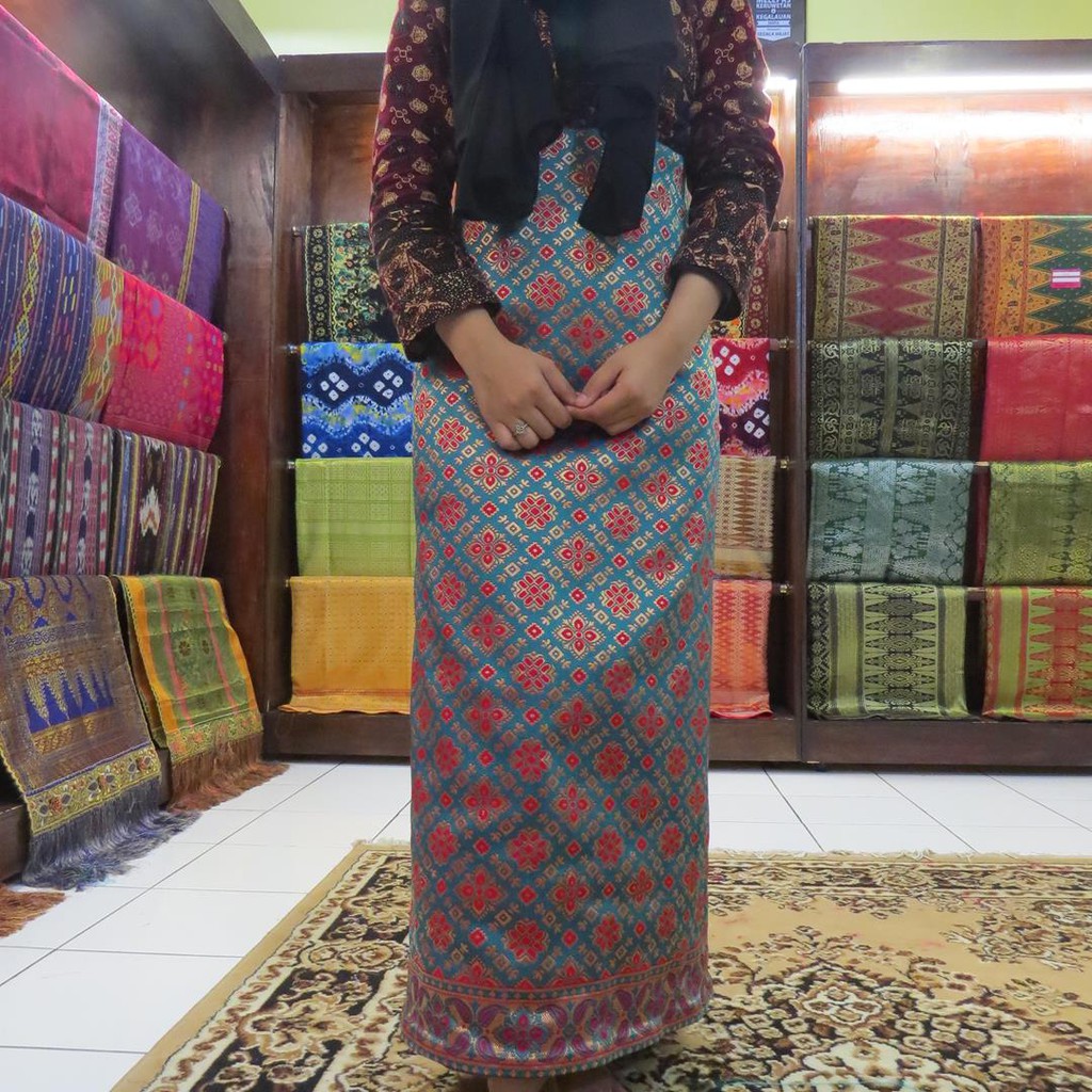 Jual Kain Songket Palembang Songket Meteran Songket Mesin ATBM Hijau A ...