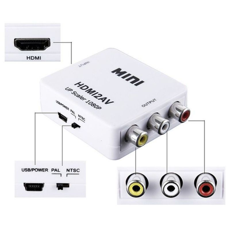 HDMI to av RCA Converter Adapter mini box2AV