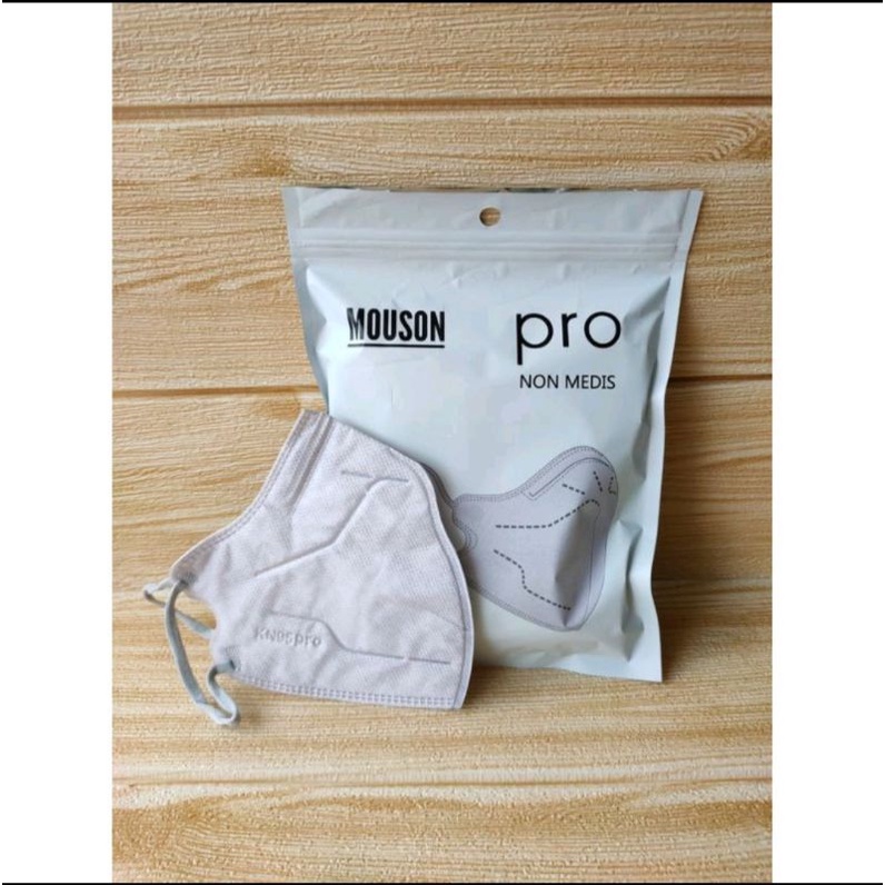 masker KN95 mouson pro mask 5ply warna white grey