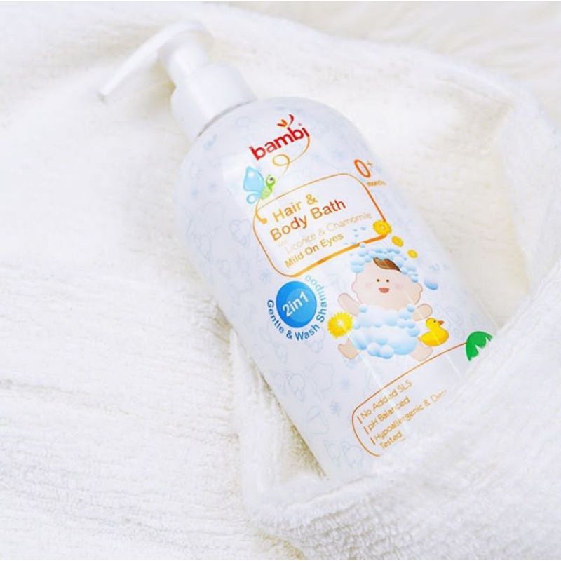 Bambi Baby Hair &amp; Body Bath Pump 500ml / Refill 450ml