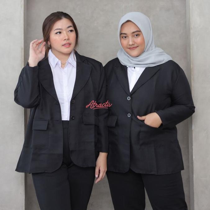Blazer Hitam Jumbo Wanita XXL XXXL Blazer Formal Jumbo Blazer Kantor