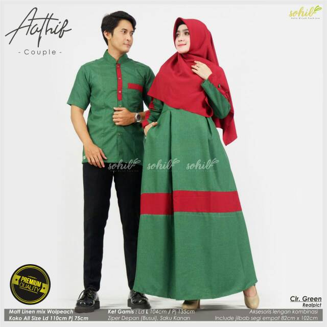 COUPLE SYARI GAMIS KOKO AATHIB LINEN MIX WOLFIS
