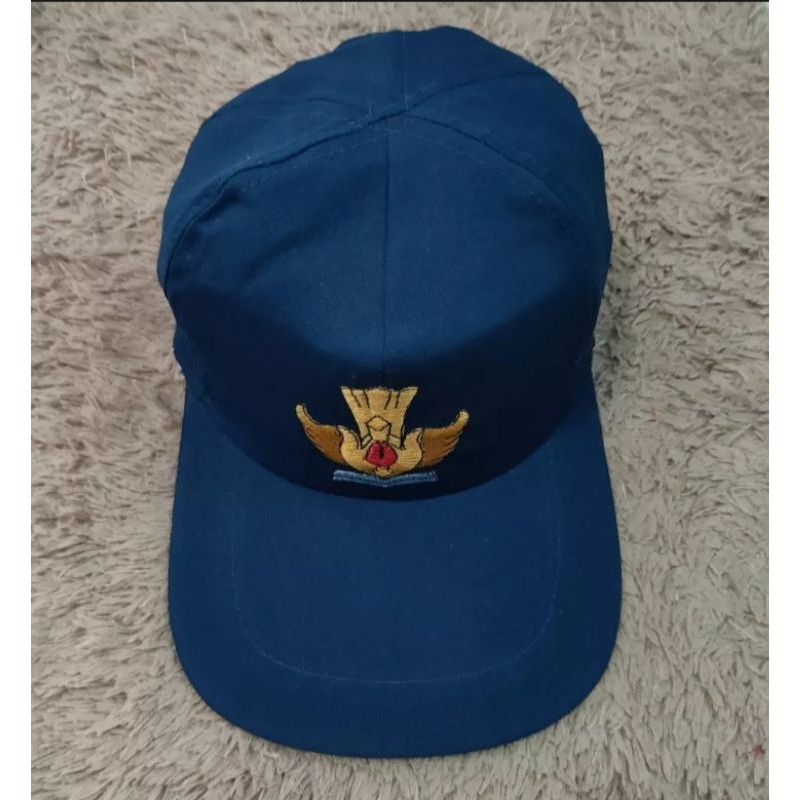 Topi sekolah SMP biru polos unisex