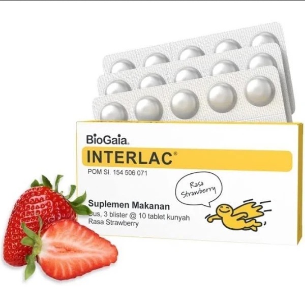 PERA180 SUPLEMEN MAKANAN BIOGAIA INTERLAC TABLET KUNYAH exp 4 2024