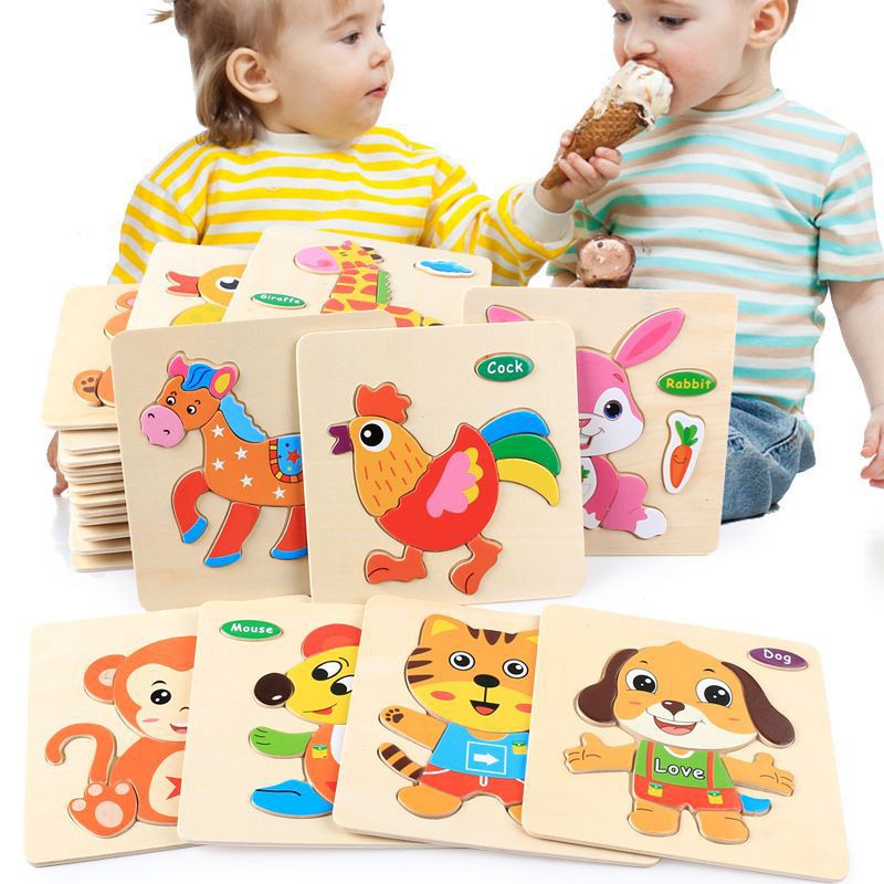 Mainan Edukasi Anak Puzzle Kayu 3D - Mainan Puzzle Anak Aneka Hewan - Mainan Edukasi Balita Kayu