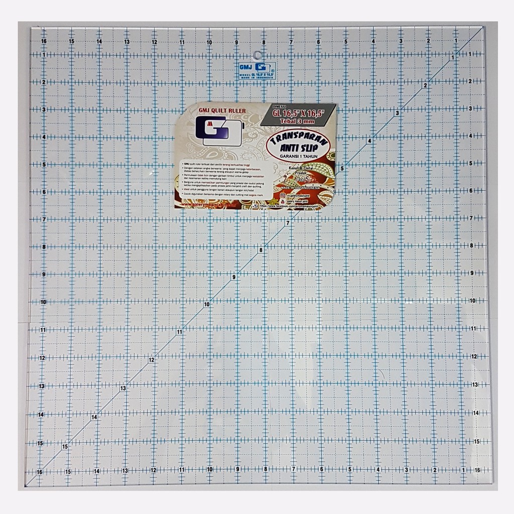 penggaris carft dan quilting 16,5x16,5 inchi - GMJ