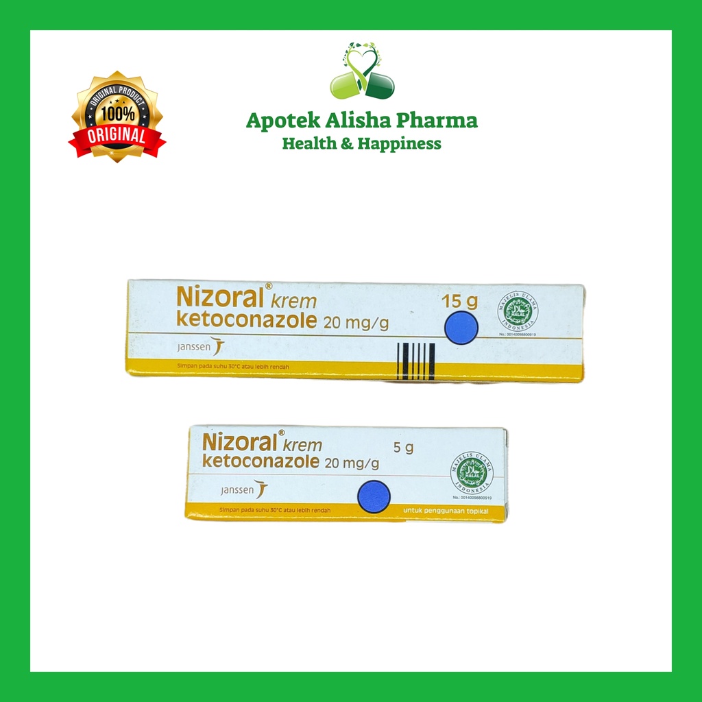 Nizoral Krem Tube 5/15gr-Nizoral Krim Gatal Jamur/Panu/Kadas/Kurap/Kudis/Kutu Air/Nizoral Salep/Nizoral Cream Nijoral Cream