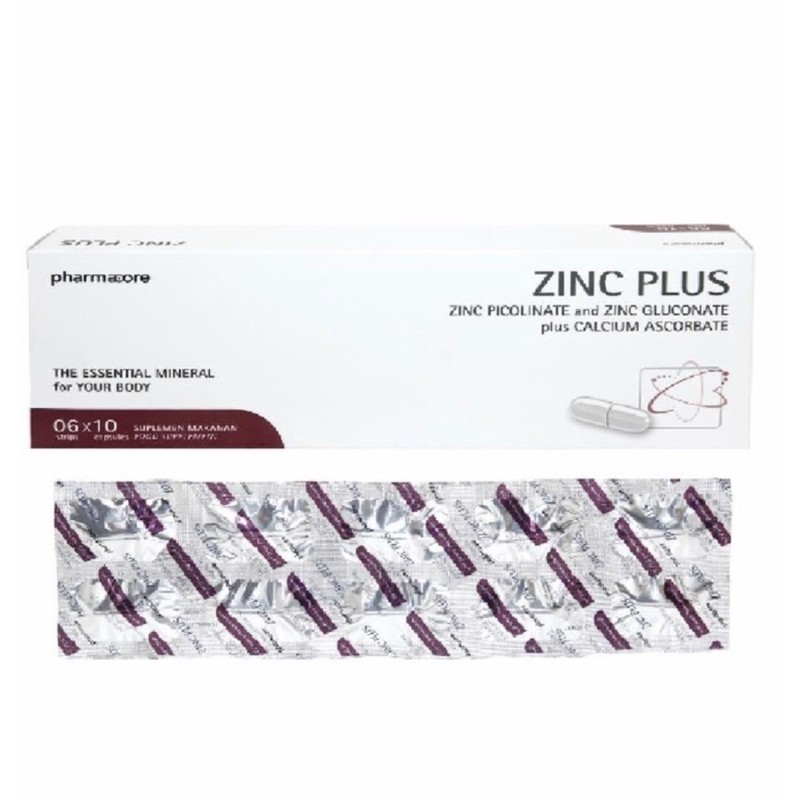 Zinc plus pharmacore strip 10 tablet ( suplemen zinc &amp; calcium )