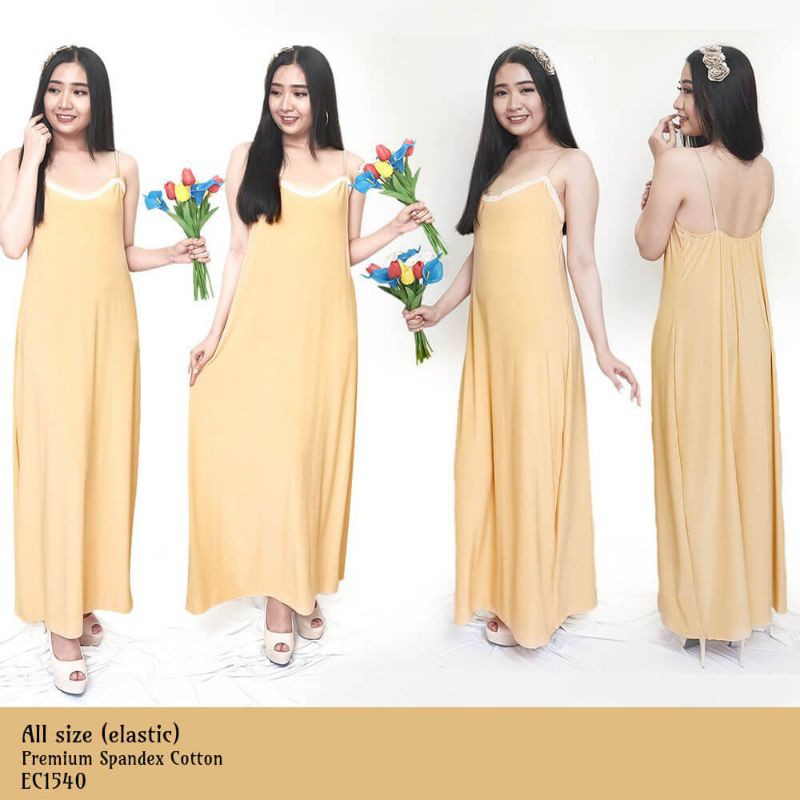 Daster wanita sexy panjang baju tidur spandek melar stretch bisa bigsize big size jumbo 1540CDR