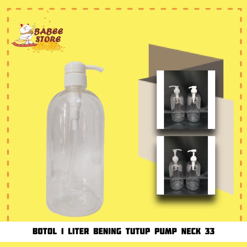 BOTOL PUMP 1L PUMP / BOTOL PUMP 1000ML BENING CLEAR BOTOL SABUN ISI ULANG