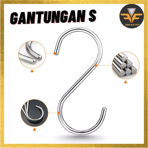 Gantungan S Serbaguna Stainless Steel Cantolan Bentuk S Hanger Hook Pengait Kawat Stainless Steel TERMURAH TERLARIS