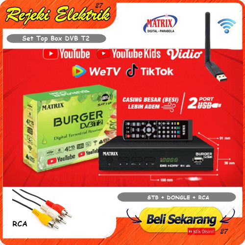 Set Top Box DVB-T2 Matrix Burger - Receiver Penerima Siaran TV  Digital HD - TERBARU