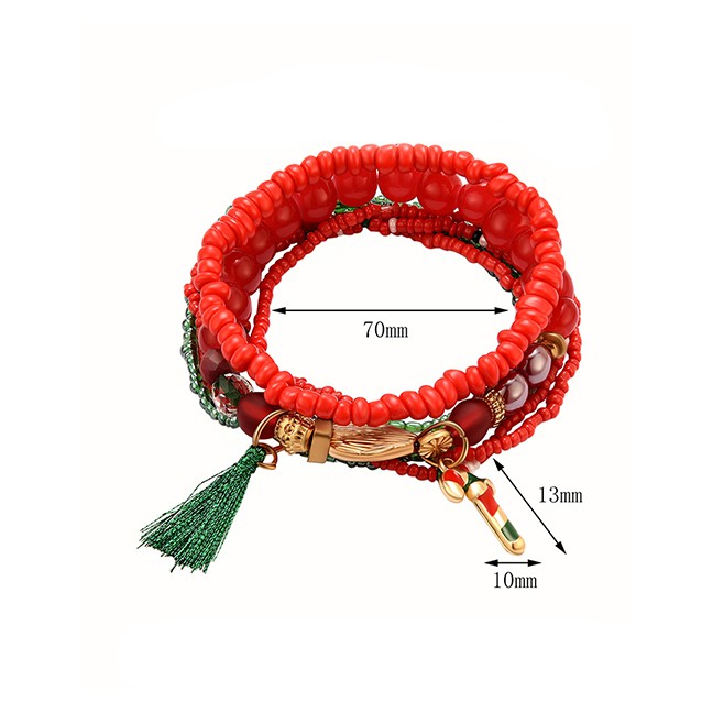 LRC Gelang Tangan Fashion Color Christmas Multi-layer Bracelet D18679