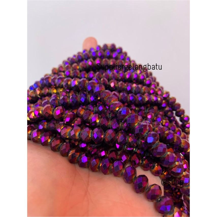 Kristal Ceko Doff 8mm UNGU METALIK purple metalic kilap aksesoris bros