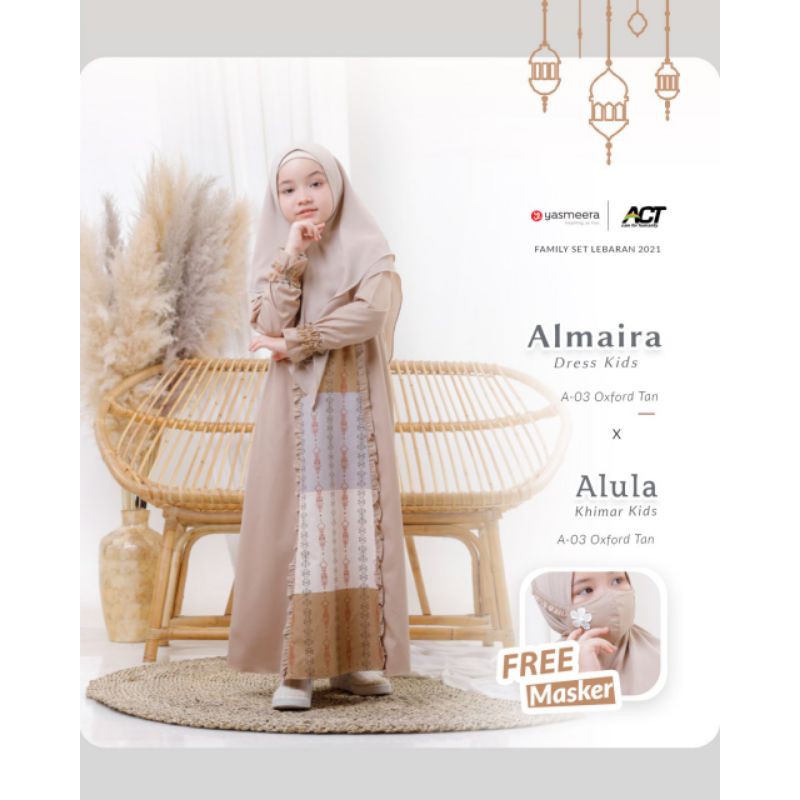 ALMAIRA DRESS KIDS YASMEERA GAMIS ANAK COUPLE SARIMBIT RAYA BAHAN KATUN