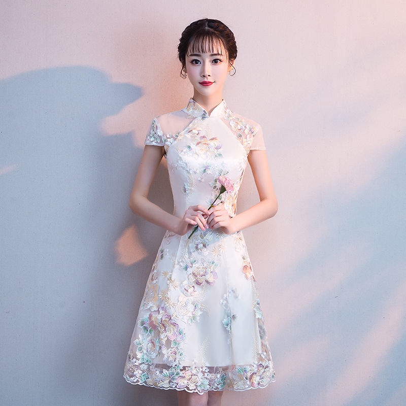 Modified cheongsam 2021 new summer daily student girl graduation dress bridesmaid skirt small fragra