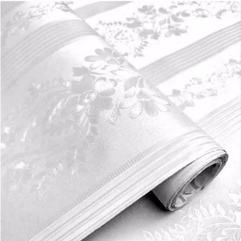 GRATIS ONGKIR wallpaper dinding embos putih