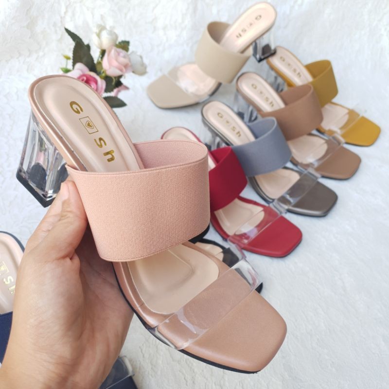 02.02 sale CR 02 HEELS WANITA JELLY + HAK KACA 5cm