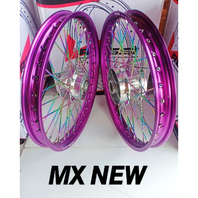 Velg Jari Jari Ring 17 140 X 140 140 X 160 Merk Rossi Untuk Motor MX NEW Ungu Pelangi Satu Set