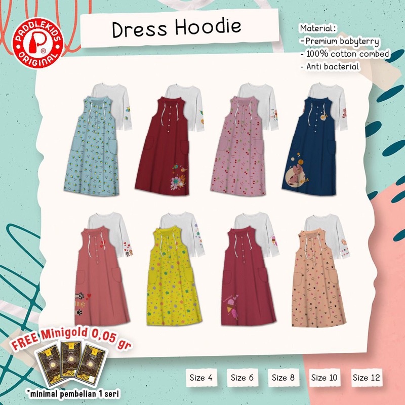 DRESS HOODIE PADDLEKIDS ONESET HODIES untuk anak usia 3-13 tahun by Paddle kids