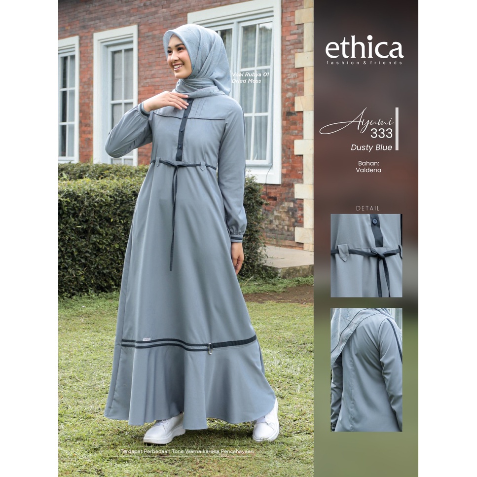 Ayumi 333 Dusty Blue & Simply Taupe BAHAN VALDENA GAMIS ETHICA BUSUI FRIENDLY TERBARU