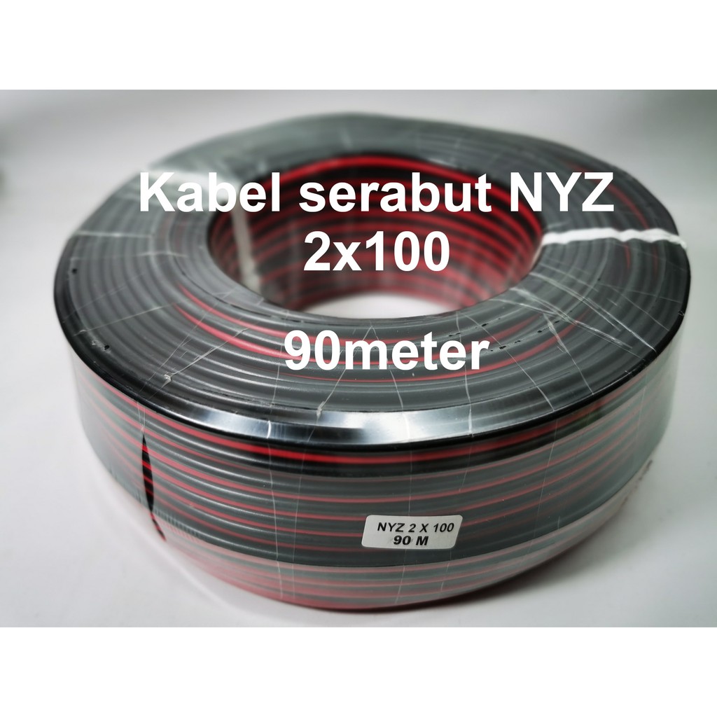 Kabel NYZ 2x100 Serabut 90 Meter  merah - hitam