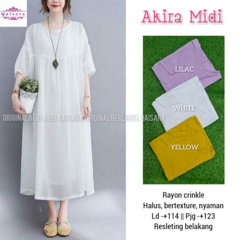 Dress Akira Midi Bahan Rayon Crinkle