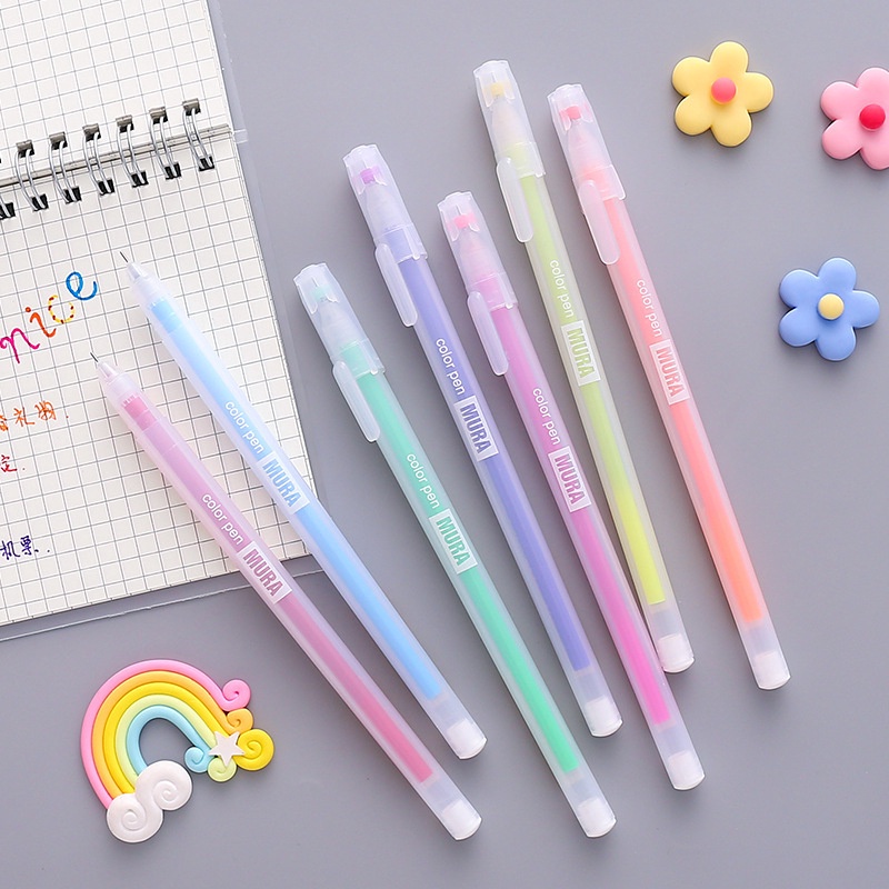 1pc Pulpen Gel 0.5mm Warna Biru Kawaii Untuk Jurnal / Stationery Sekolah