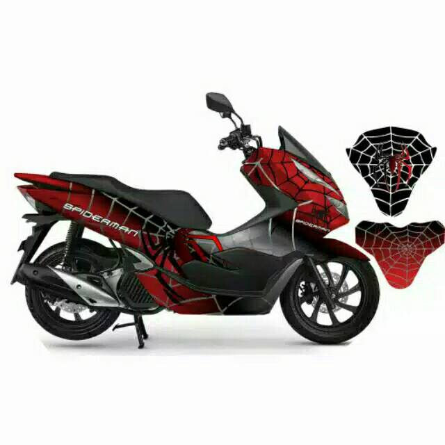 DECAL PCX SPIDERMAN FREE VISOR HITAM MERAH