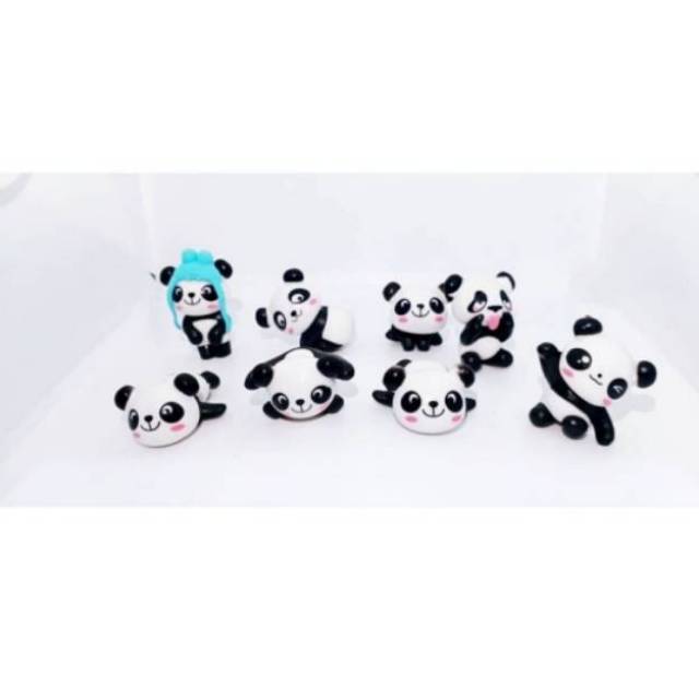 Figure Set Panda 1 set isi 8 pcs atau topper cake Kue Panda