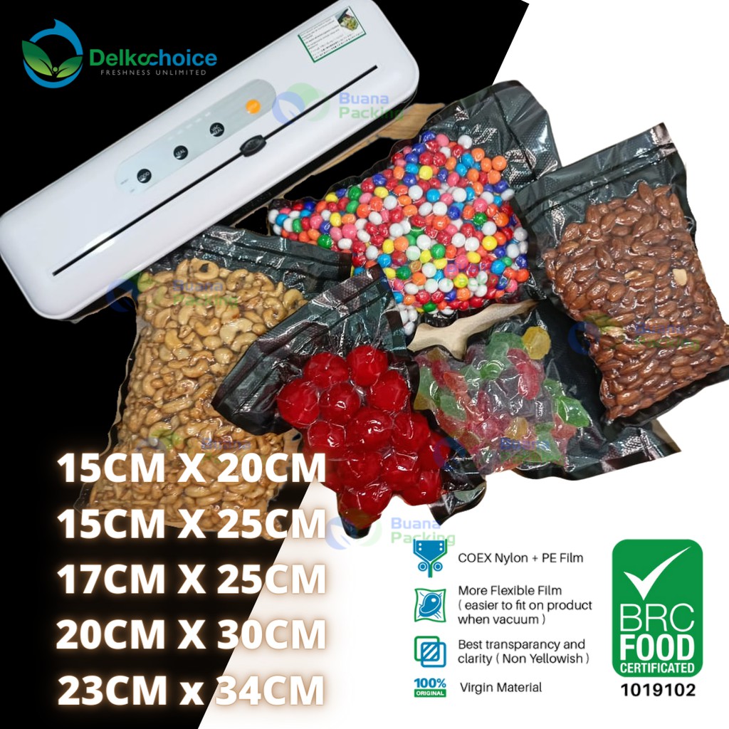 PLASTIK VACUM VAKUM MAKANAN EMBOS EMBOSS HITAM DELKOCHOICE