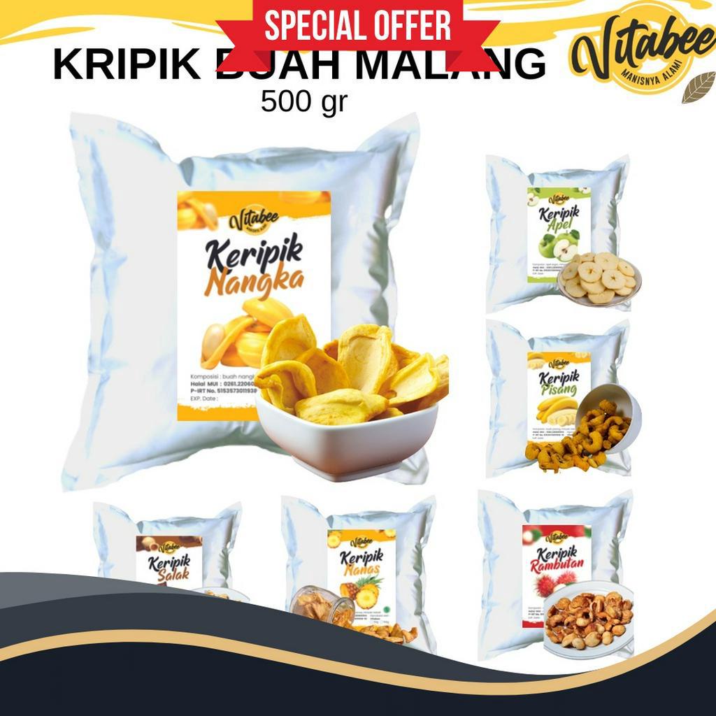 

BARANG TERUPDATE Vitabee Kripik Buah Nangka Apel Pisang Nanas Mangga Rambutan Kiloan Kualitas Super Eksport 5 Gram Vitabee Garansi Renyah